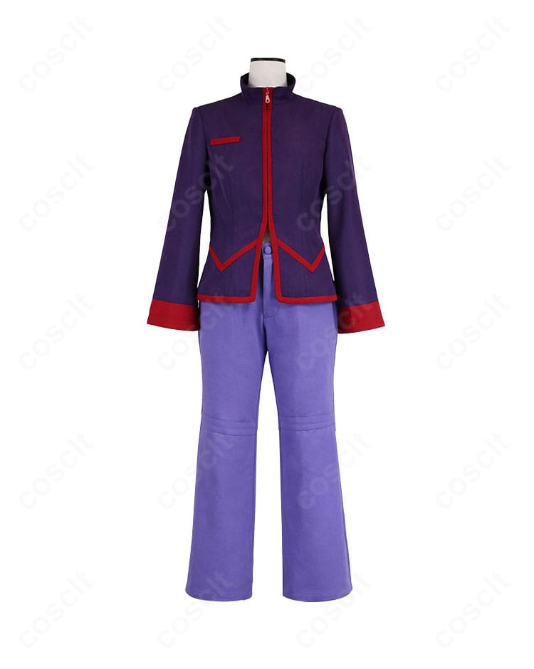 シルバー コスプレ衣装 上着とズボンの正面ディテール。落ち着いた色味とクールなシルエット