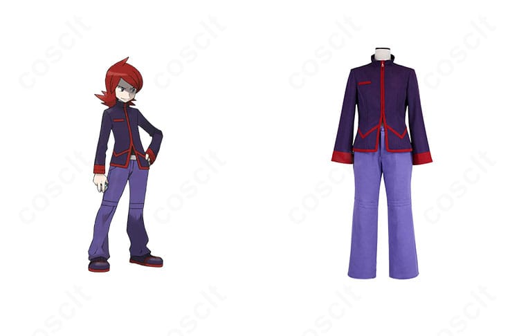 『ポケットモンスター 金・銀』シルバーの通常衣装セット(上着+ズボン)正面とキャラクターイメージの組み合わせ