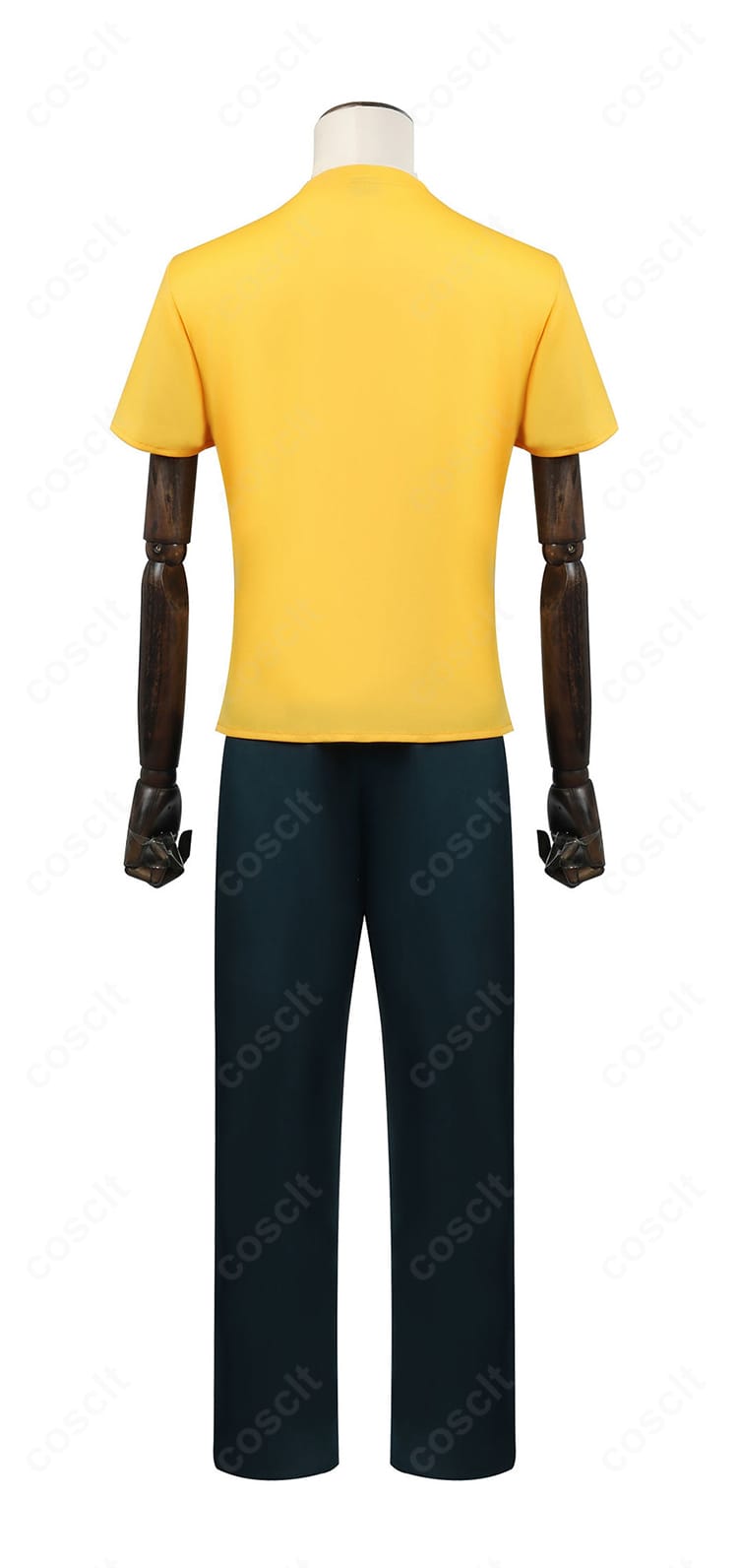 坂本太郎 コスプレ衣装の半袖背面ディテール。肩周りの縫製と落ち感が分かる後ろ姿アップ