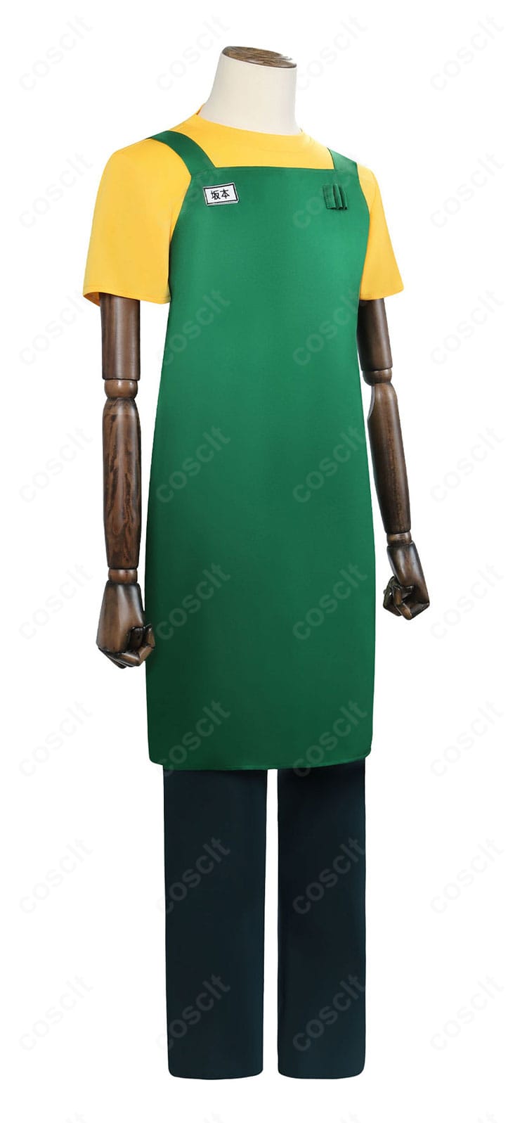 坂本太郎 コスプレ衣装の側面。エプロン帯の位置や横ラインの再現ディテールを確認できる写真