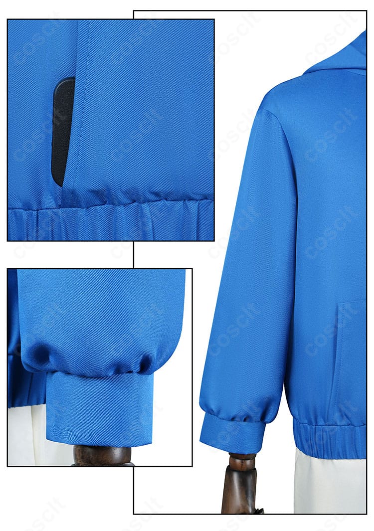 肩〜袖とポケットのディテール。袖口の形状やカンガルーポケットのデザインを確認できる画像