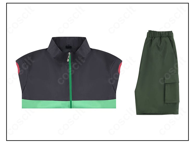 眞霜平助 コスプレ衣装のセット内容一式。ロングコートとショートパンツの2点セットを明示。