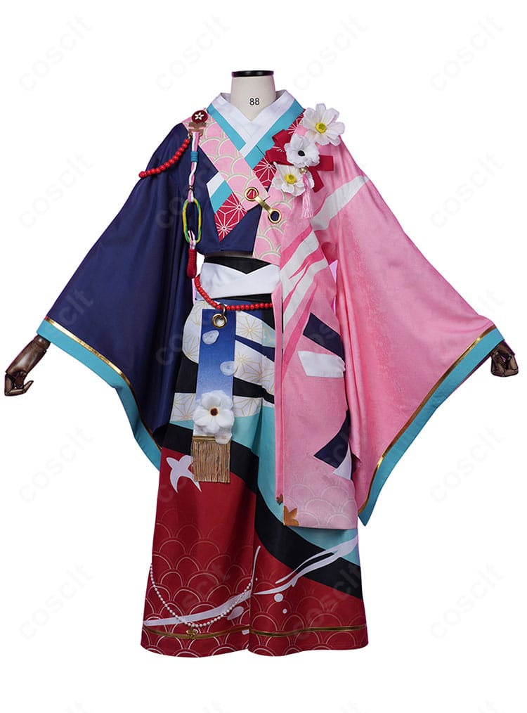 あんさんぶるスターズ!! ドラゴンズヘッド衣装コスプレの正面ディテール。襟元と胸飾り、配色バランスが分かるアップ