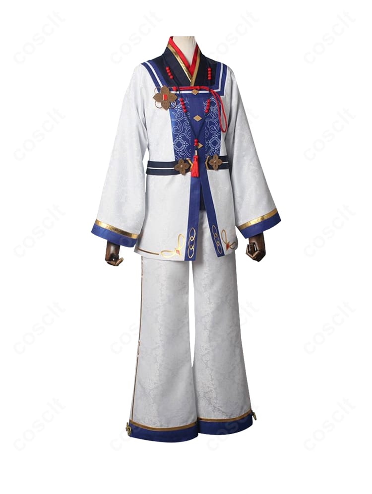 白虎舞衣装の側面ディテール。縫製ラインと刺繍の重なり、パーツの精密さが分かる。