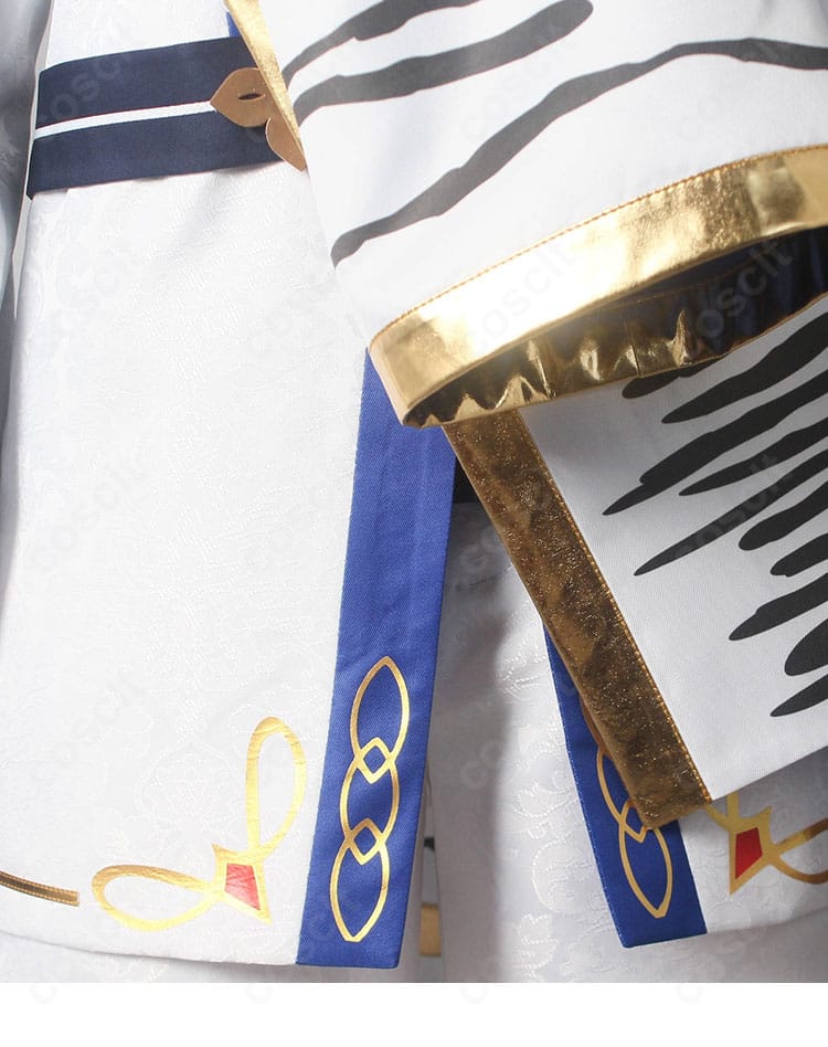 白虎舞衣装の外套装飾詳細。豪華な刺繍と装飾パーツの配置が分かるアップ。