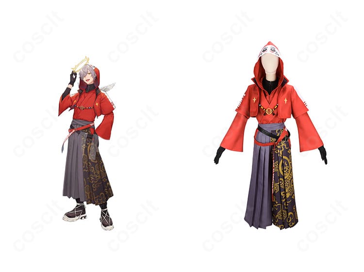 だるまいずごっど 大妖怪×ローソン 袴コスプレの正面全体とコラボビジュアル風イメージ。コートと袴の直線的シルエットを高再現。