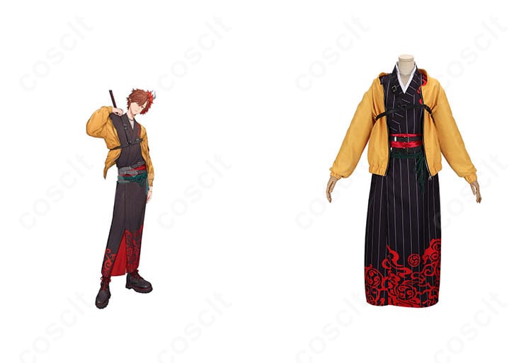 大妖怪×ローソン ありさか コスプレ衣装の正面全身とキャラクターイラスト風要素を組み合わせた画像。配色とラインを高再現しイベント向けに映えるデザイン。