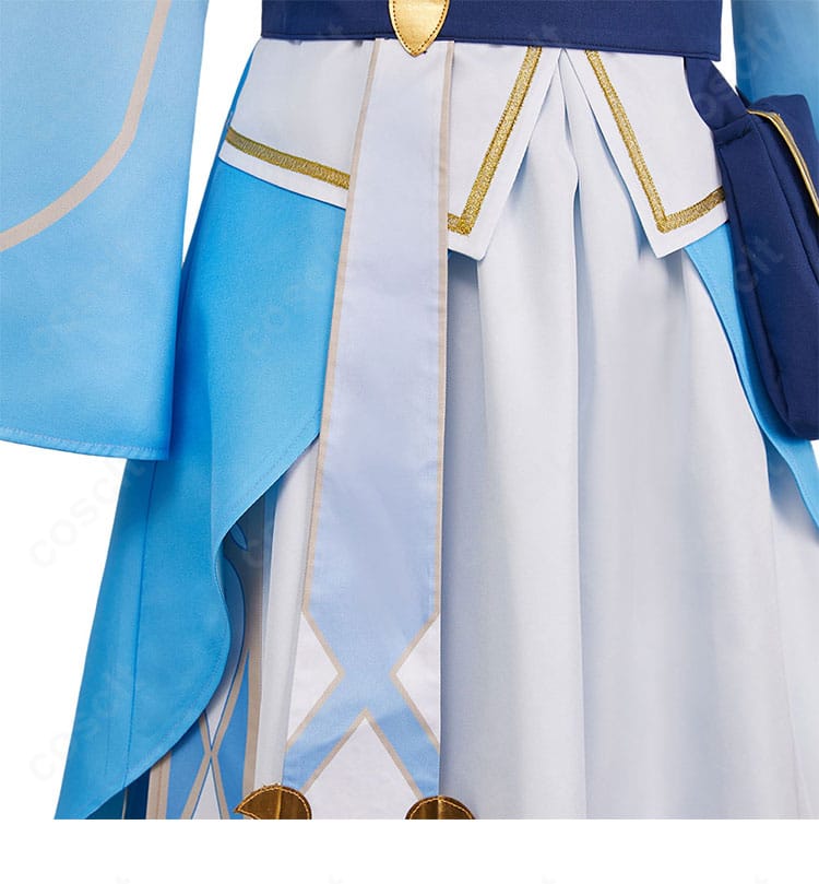 原神 蛍 花神誕祭verスカート裾のクローズアップ。縁取りの色使いと丁寧な縫製仕上げを強調。