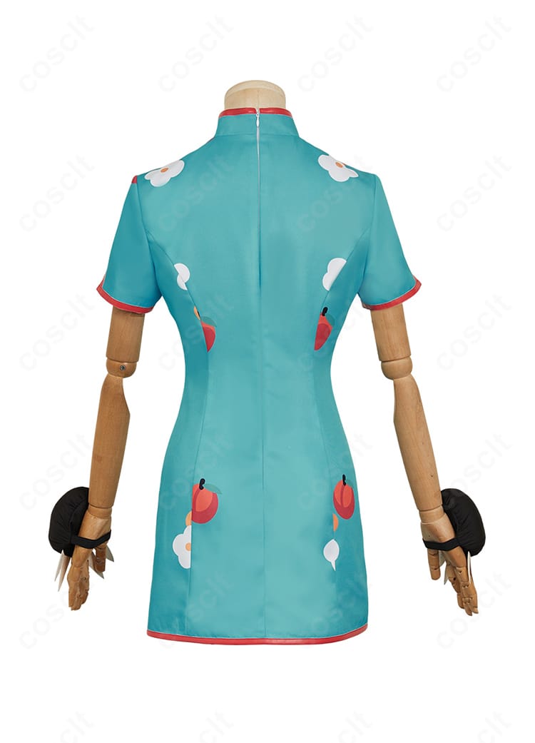 地縛少年花子くん 八尋寧々 チャイナドレスの背面。背面開閉のファスナーと装飾の配置を明確に示す。