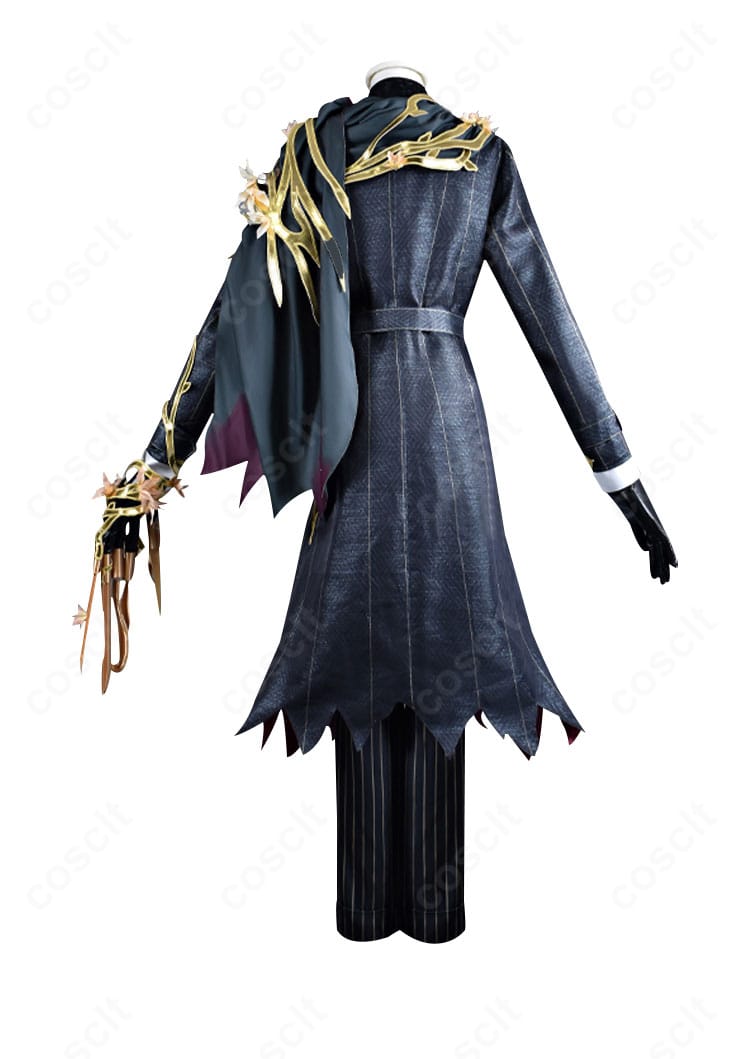 リッパー(ジャック)夜来香コスプレ衣装の背面。コートのシルエットと装飾配置の詳細