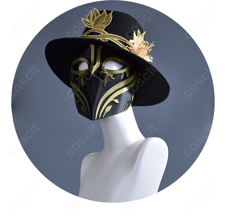 リッパー(ジャック)夜来香の仮面と帽子装飾ディテール。仮面の意匠と帽子の飾りの質感