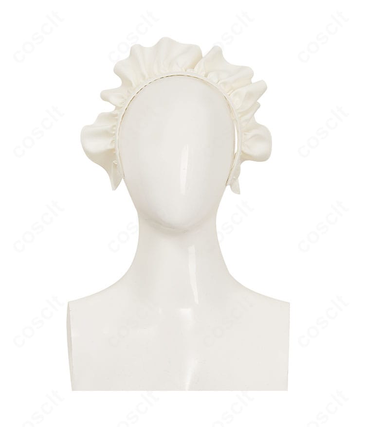 ヘッドドレス正面のクローズアップ。装飾モチーフと留め部分の仕上げが分かるカット。