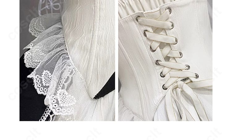 腰背面ディテール｜コルセットベルトと背面装飾の重なりで立体感を演出。