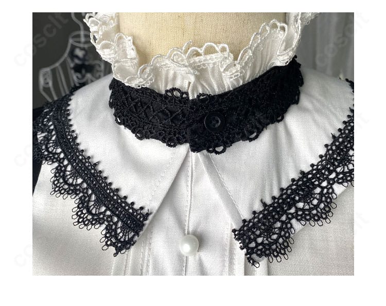 プロセカ KAITO コスプレ衣装の襟元ディテール。ステージ映えする装飾と縫製のアップ