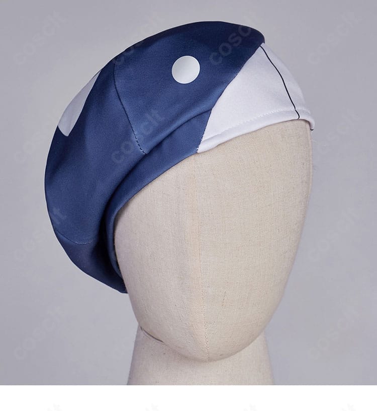 付属の帽子と装飾のディテール。形状と縁の仕上げが分かる画像