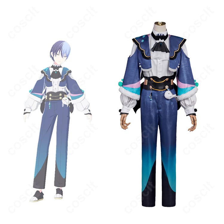 青柳冬弥「憧れを共に」コスプレ衣装の正面全体とキャラクター立ち絵を並べて比較できる画像