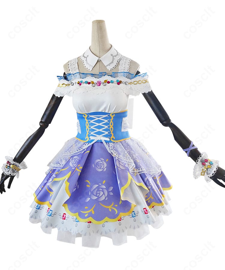 南ことり ロイヤルプリンセス編 コスプレ衣装の正面全身。胸元装飾とAラインスカートのシルエットが分かる商品画像