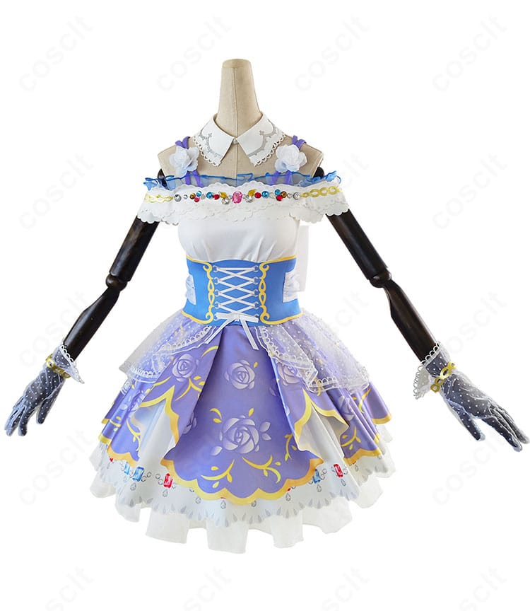 西木野真姫 コスプレ衣装 正面全体。上品な発色のワンピースとつけ襟の縁取りが分かるフルショット。