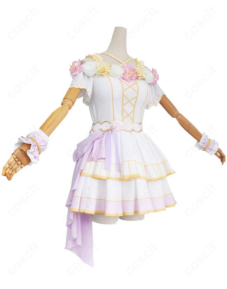 側面ビュー：東條希「花の女神」衣装のサイドシルエットと腰飾りの位置関係、ラインの美しさを示す画像