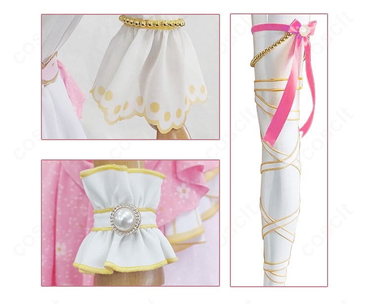 袖口・手首飾り・太もも飾りのディテール。小物まで統一感のある意匠を再現。