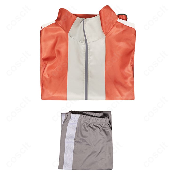 セット内容の並び。ダンダダン 円城寺仁(ジジ)コスプレ衣装のトップスとズボン2点セット。