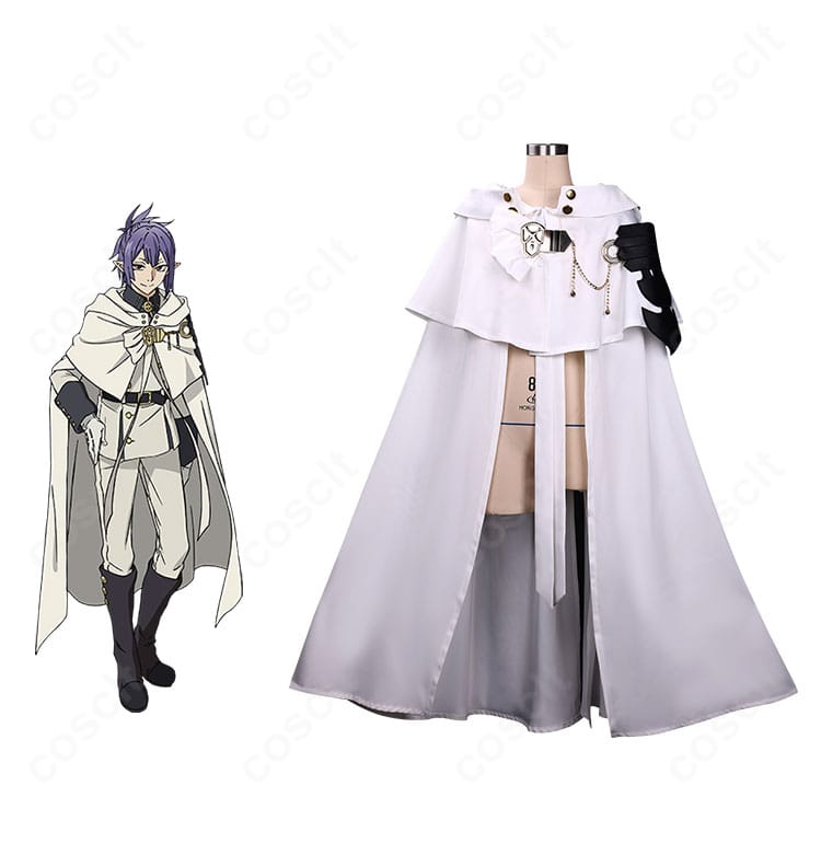 終わりのセラフ 百夜ミカエラのマント衣装を正面から。キャラクター立ち絵との比較で高再現のシルエットがわかる商品画像