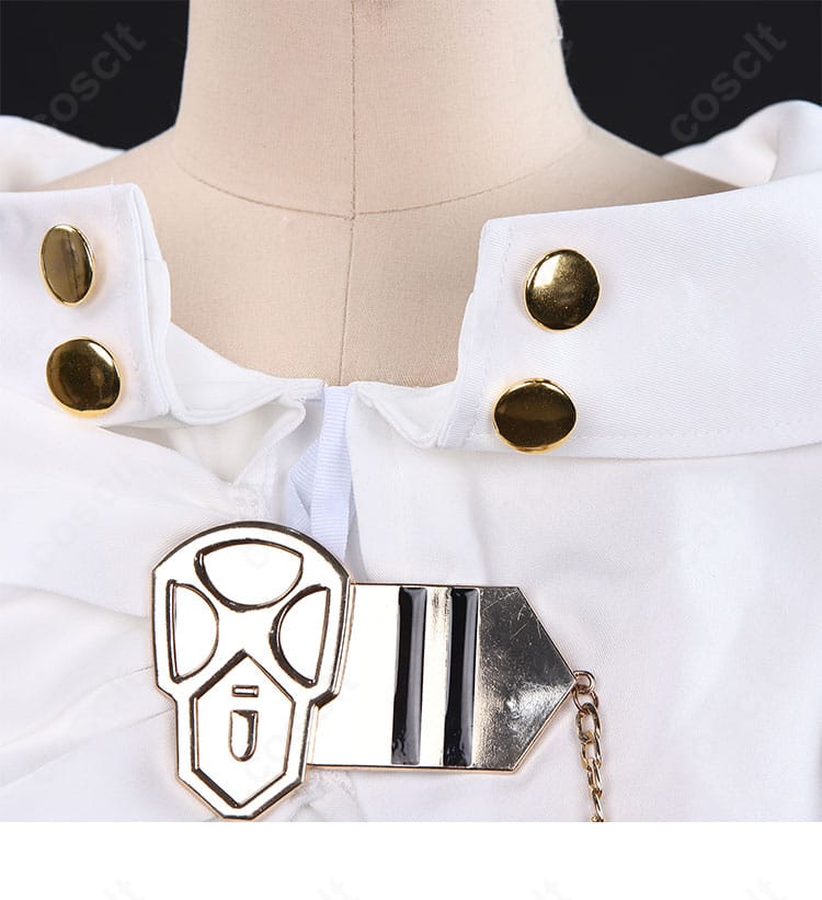 終わりのセラフ 百夜ミカエラ 襟元ディテール。襟周りの装飾とステッチワークのこだわりが伝わる接写画像