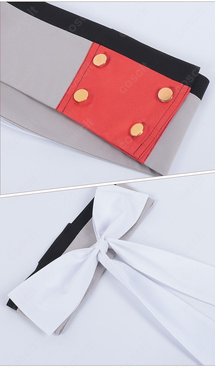 腰帯と蝶型ウエスト飾りのディテール。コルセットベルトの立体感と蝶モチーフがウエストを美しく演出。