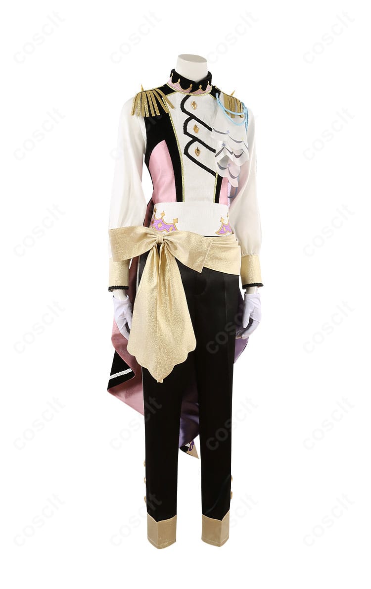 商品側面画像|和洋ミックスのラインが映える横姿。コートの落ち感とパンツのシルエット、帯位置のバランスが確認できるあんスタ衣装。