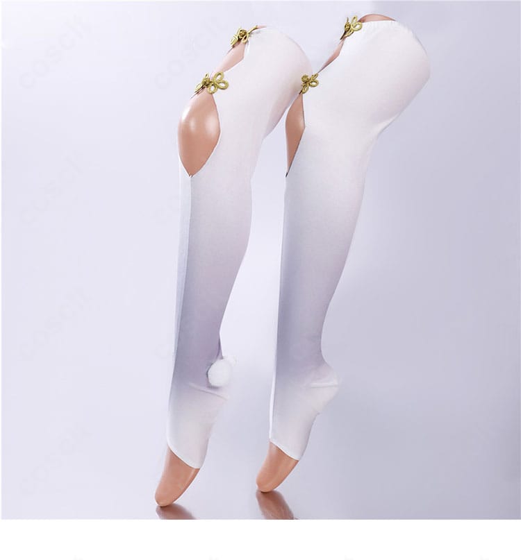 レッグソックスの詳細。丈感と模様、フィット感が確認できるカット。