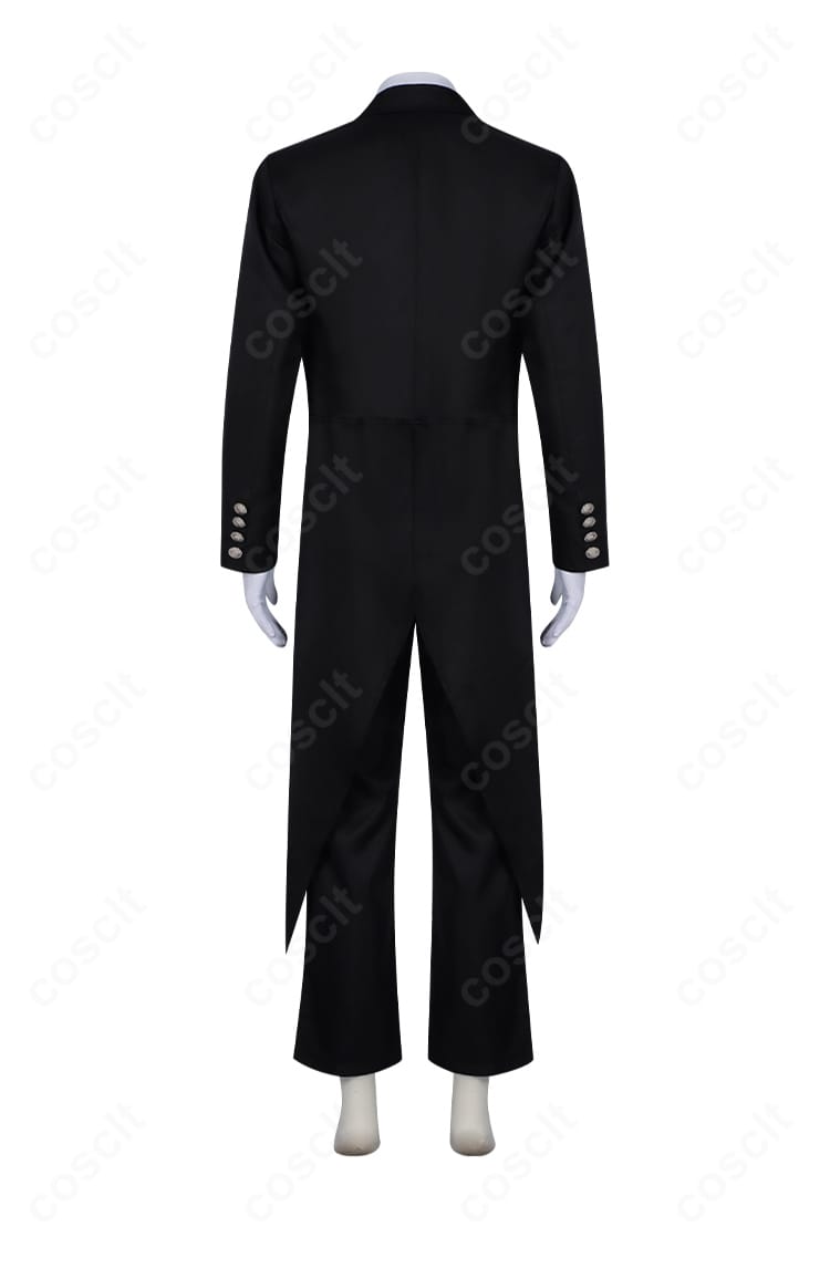 背面全景。外套の丈感、背中心のライン、裾の流れが分かるセバスチャン・ミカエリス衣装の背面デザイン。