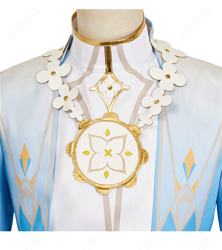 原神 空(Aether)花の騎士 ネックアクセのクローズアップ。首元の装飾パーツと質感が分かる詳細写真