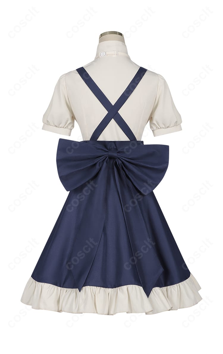 商品背面：背部の大きな蝶結びとスカートの広がり、ウエスト位置のバランスが分かる画像