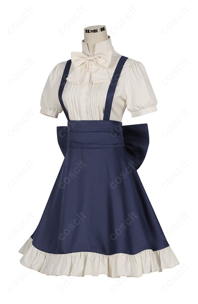 商品左側面：マリアンヌ・オーンスタインの学園制服コスプレ衣装。袖口・スカーフ結びのディテールが見える画像