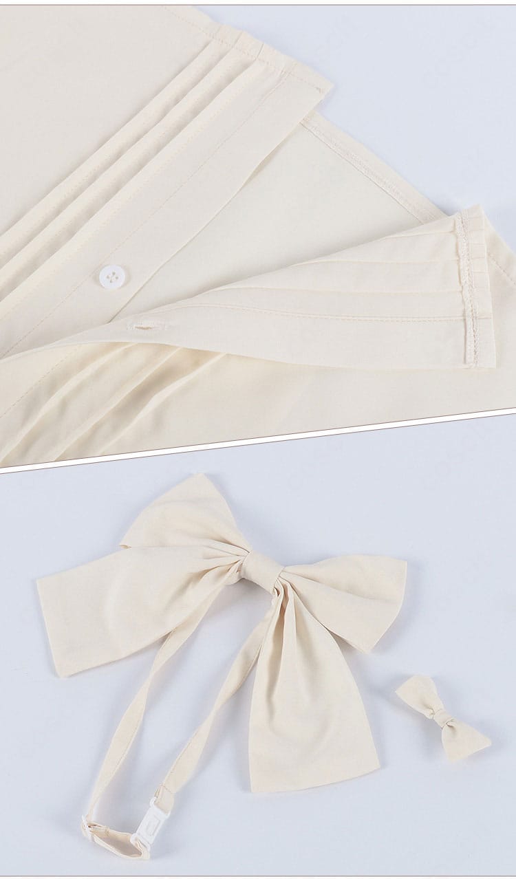 衿元・蝶ネクタイ・髪飾り：キャラクターらしさを決めるアクセントパーツを拡大したディテール画像