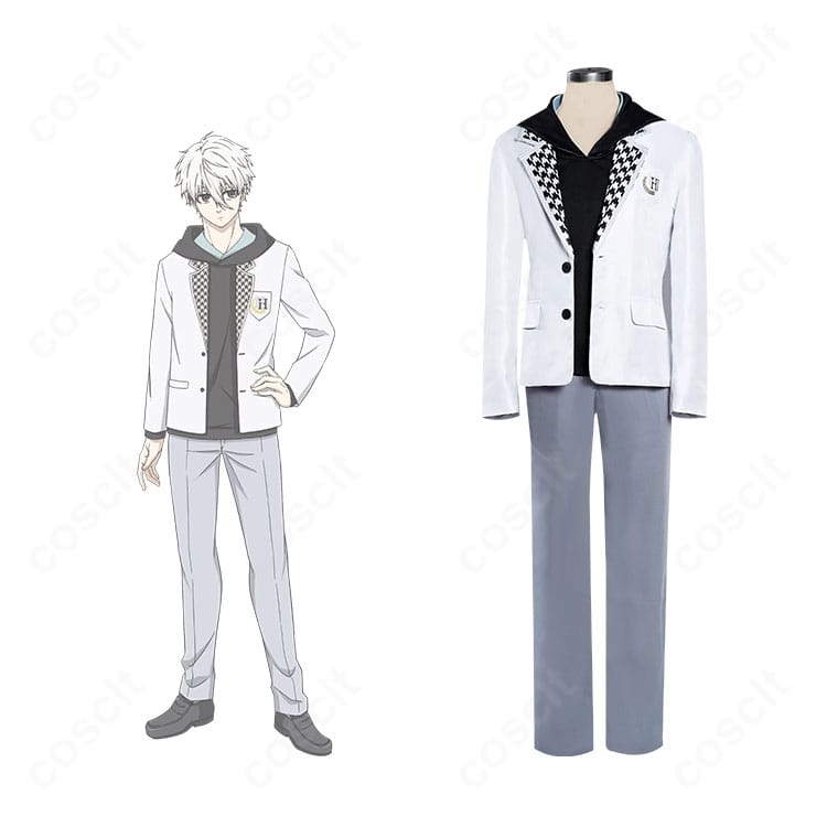 劇場版ブルーロック 凪誠士郎の白宝高校制服コスプレ正面。ブレザーとパーカーのレイヤードで公式イメージを高再現。端正なシルエットが分かる全身画像。