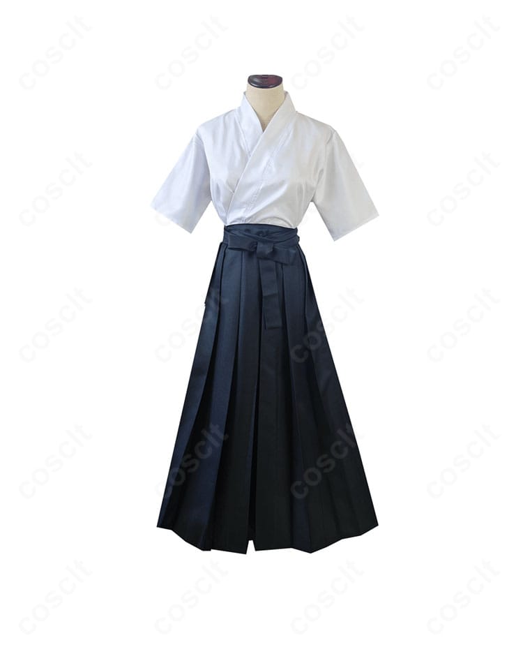 ツルネ 藤原愁 コスプレ弓道着の正面全身。通気性の良い薄手生地でイベントや撮影会にも快適な着用感