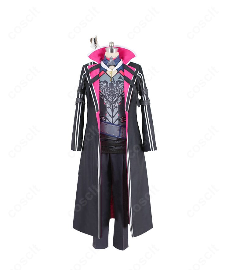 ローレン・イロアスのコスプレ衣装正面。コートと装飾の配色バランス、シャープなラインが映える高品質仕上げ
