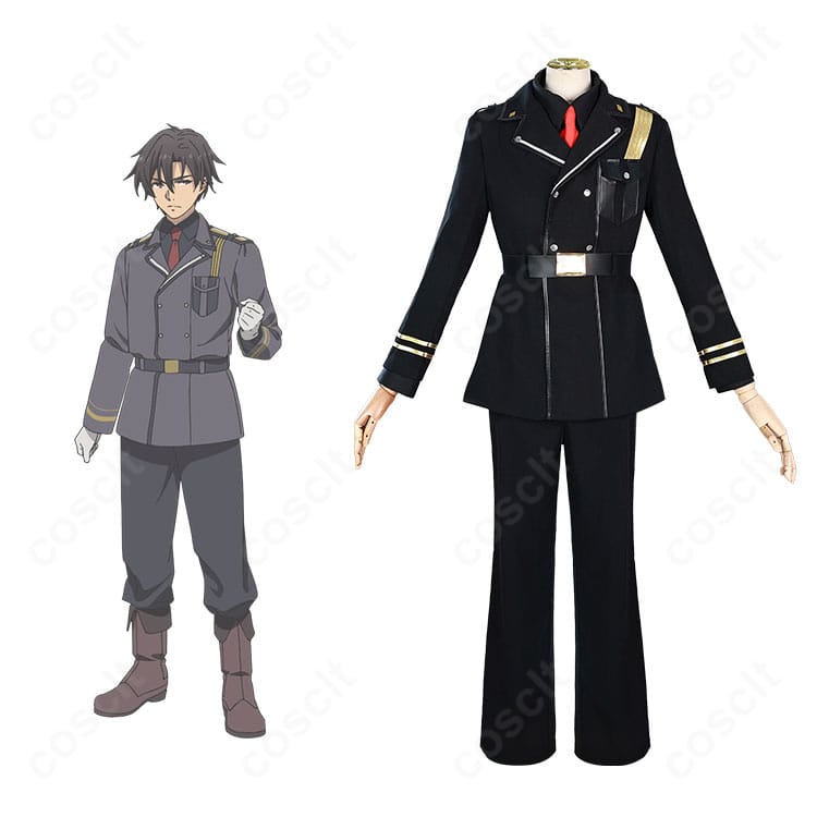 86―エイティシックス― シンエイ・ノウゼン(アンダーテイカー)軍服コスの正面と着用例。クールな濃色トーンと精密ディテールを再現したフルセットの見栄えが伝わる構図。