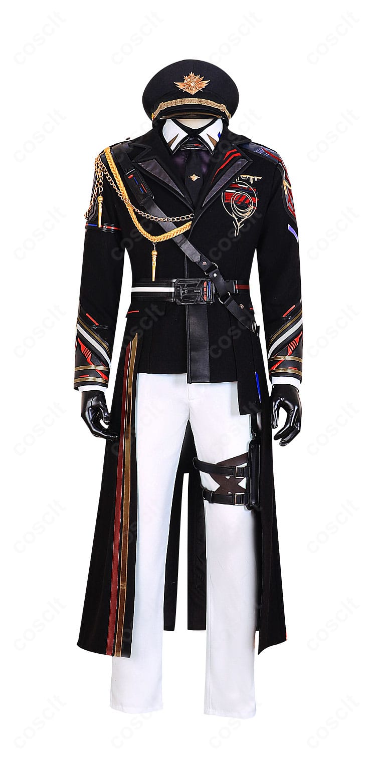 『恋と深空』マヒル 遠空執艦官コスプレ衣装の正面全身。ハリのある生地と配色コントラストが映える。