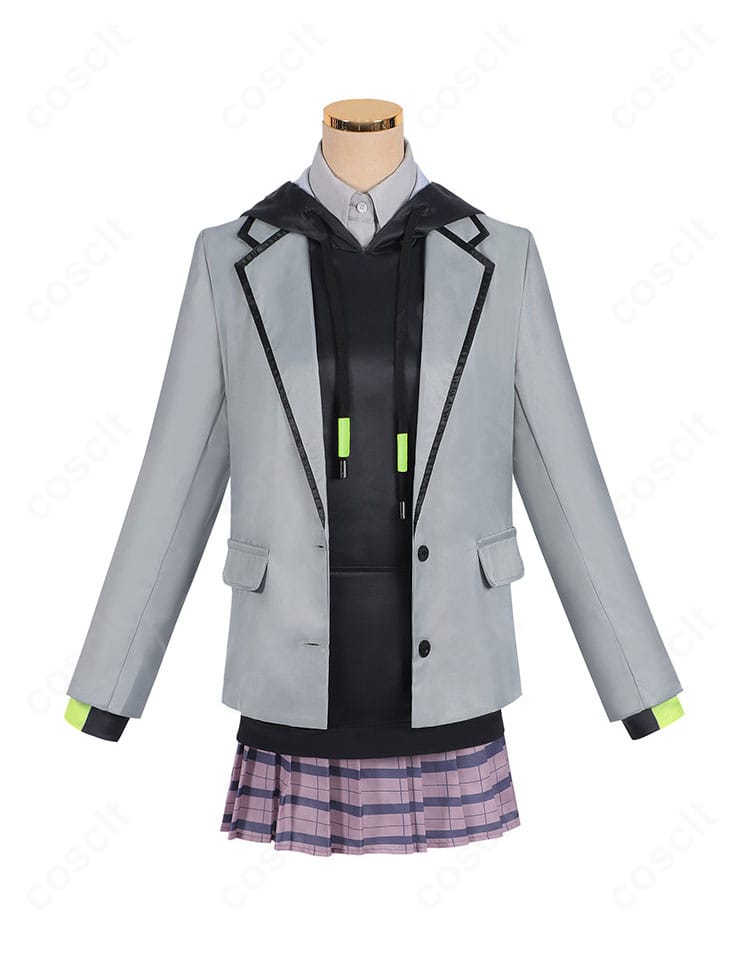 原賀胡桃 コスプレ衣装の正面ディテール。襟元・前立て・ボタン配置などの再現と、上品な色味の質感を確認できるショット。