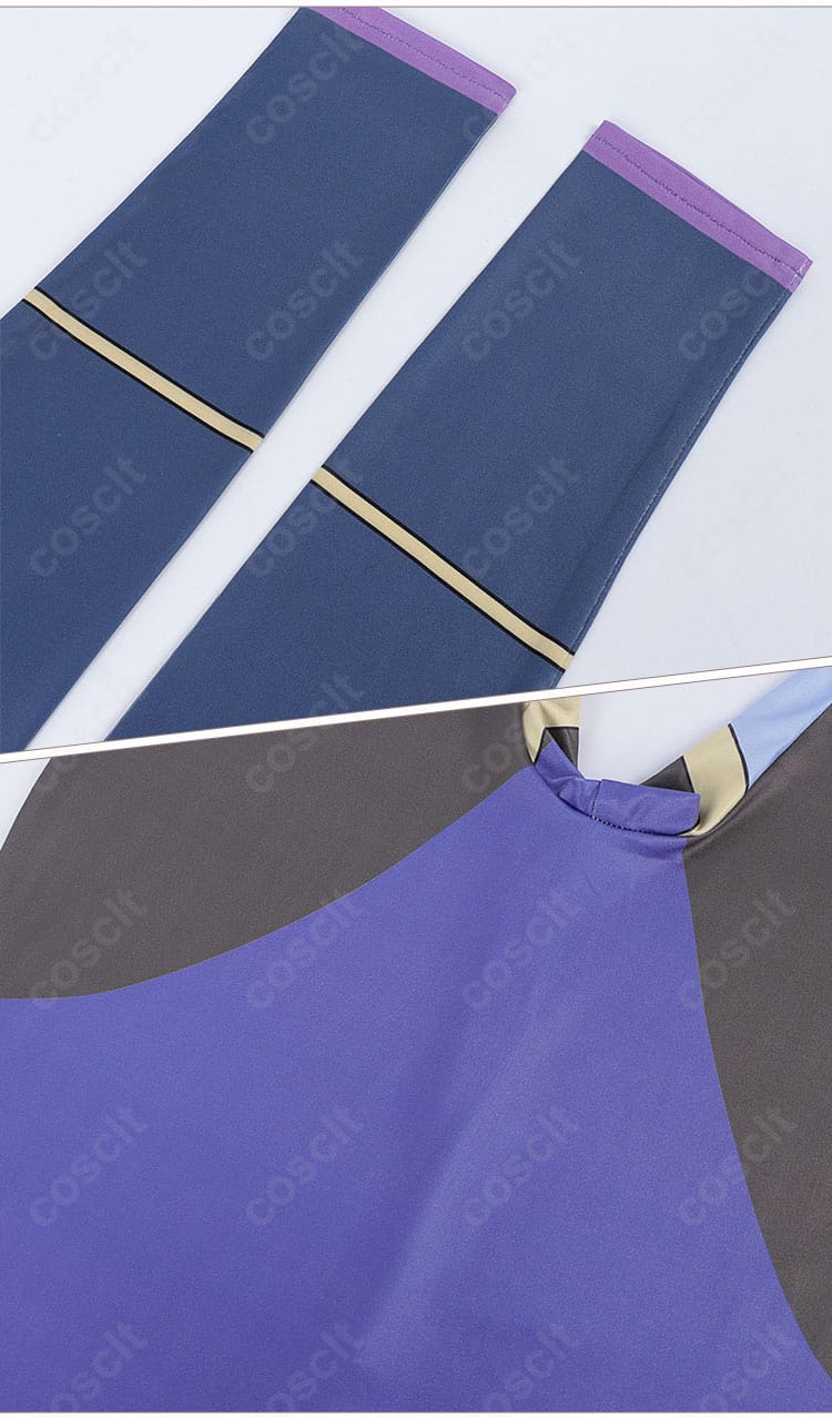 袖とパンツ装飾のアップ。袖口の切替と脚部の装飾でキャラ要素を表現。