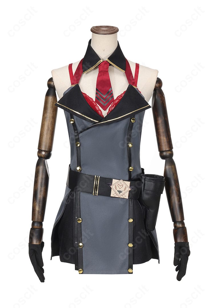 京極サツキ衣装・正面ディテール。襟元、胸元、腕章の意匠とステッチの見え方