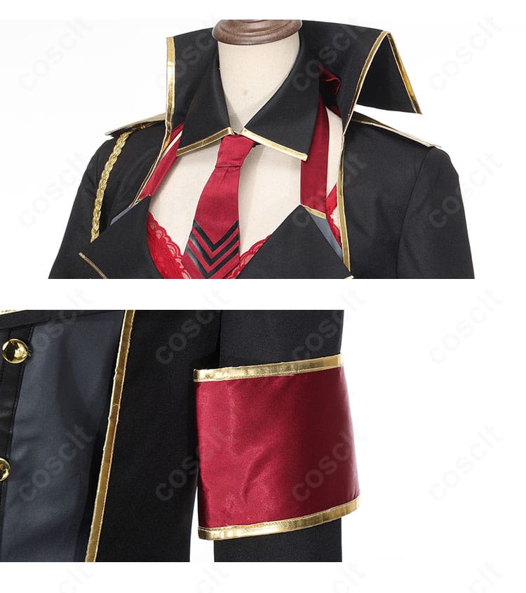 京極サツキ衣装のネクタイと袖口装飾。蝶ネクタイの形状と袖の意匠アップ