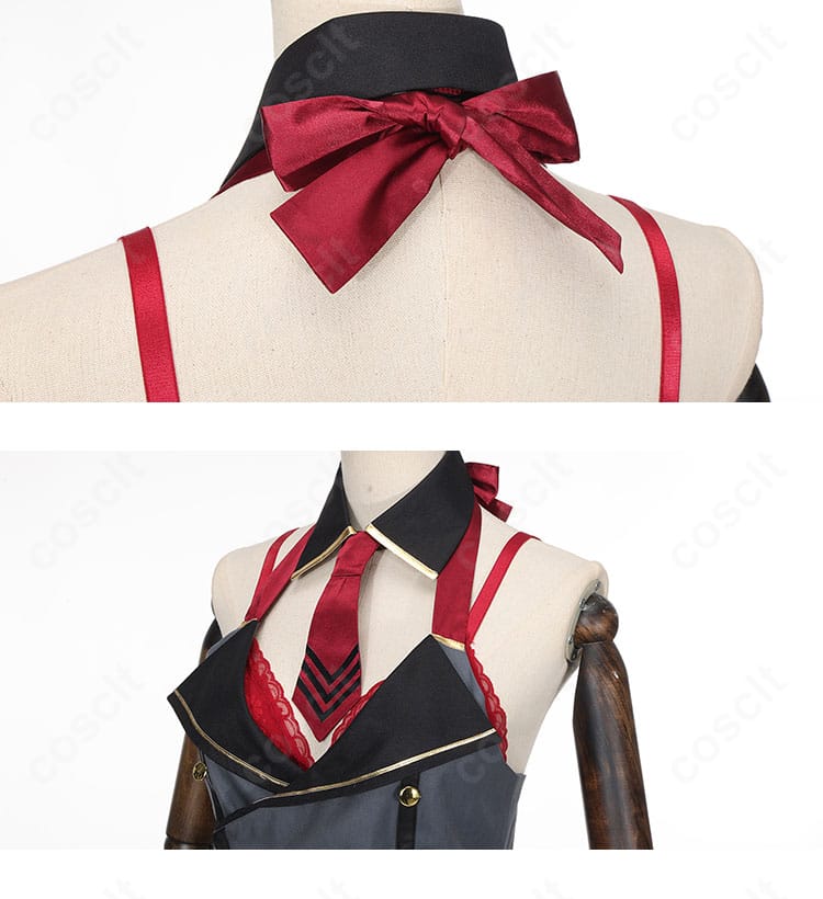 京極サツキ衣装の蝶ネクタイと襟元装飾。つけ襟の重なりと結び目の形状