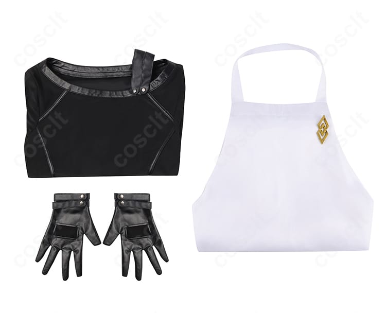 FGO カドック・ゼムルプス コスプレ衣装のセット内容写真。トップス・エプロン・手袋の3点が一覧できる。