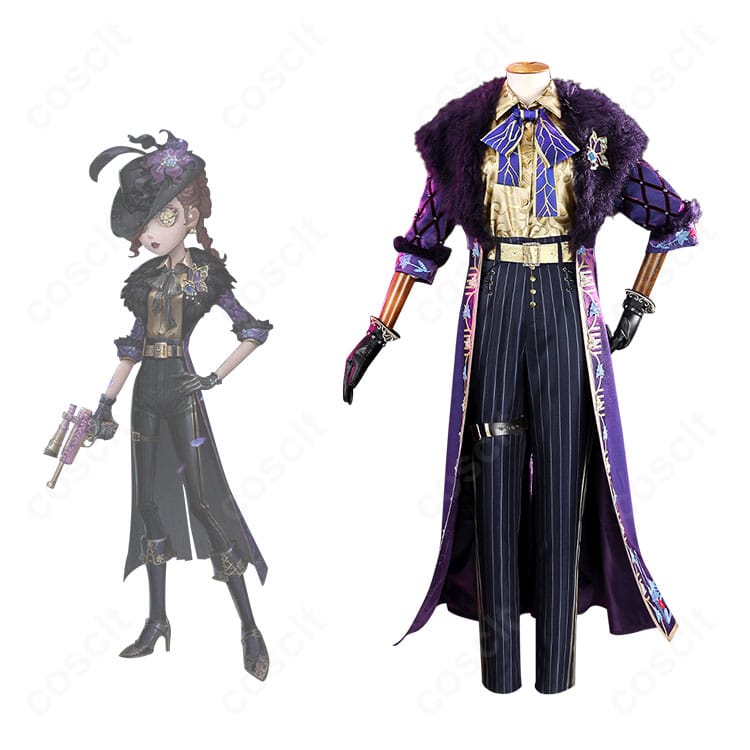 第五人格 空軍(マーサ・ベハムフィール)菖蒲の全身コスプレ衣装とキャラクタービジュアルの比較画像。再現度を確認できる構成。