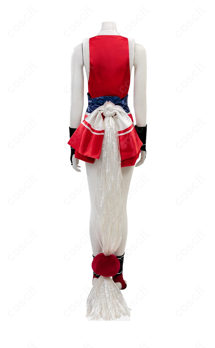 不知火舞 コスプレ衣装の背面。大きな蝶結びと帯の落ち感を見せる背部デザイン。