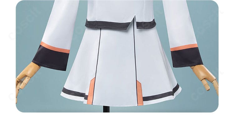 スカート装飾の詳細。均一なプリーツと裾のハリで写真映えする仕上がり。