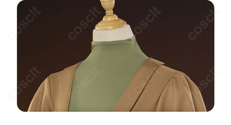 大道寺知世 劇場版コスプレ衣装 领口装飾のディテール。カーブのラインと素材感を捉えた近接画像